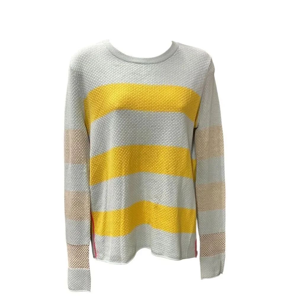 Lisa Todd “Stripe On” Crew Neck Sweater in Breeze Sunburst NWT Size Small